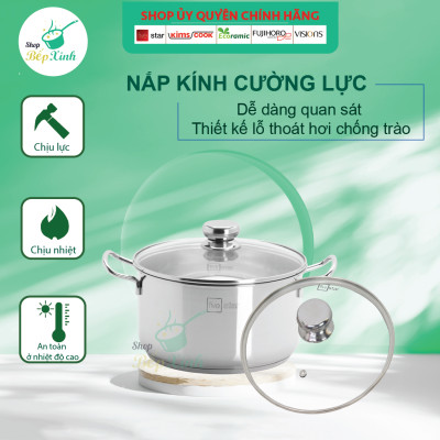 Bộ nồi inox cao cấp FIVESTAR Standard 3 đáy 6 chiếc inox 430 nắp kính dùng được bếp từ , hồng ngoại , tặng 1 vá canh