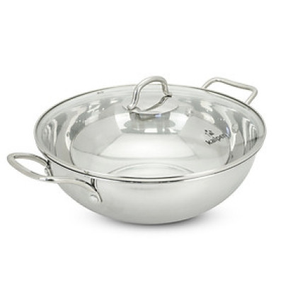Chảo xào Inox 5 lớp đúc liền khối Kalpen Lager LX32 size 32cm, bảo hành 30 năm