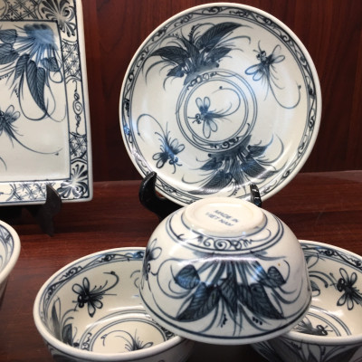 Bộ 12 Sản Phẩm Vẽ Chuồn Chuồn Cao Cấp Bát Tràng