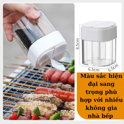 Hộp đụng gia vị 4 ngăn 8.5x6.5x6.5 cm Lọ Gia Vị 4 Ngăn Tiện Lợi Cho Nhà Bếp, Dã Ngoại Cắm Trại