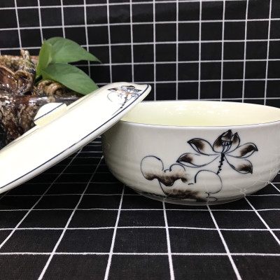 Bộ Chén Dĩa 21 Sản Phẩm Họa Tiết Sen Đen