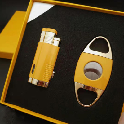 Bộ Set Phụ Kiện 2 Món HB-360 Gồm Vỏ Hột Quẹt Bật Lửa Khò 3 Tia Và Cắt Cao Cấp