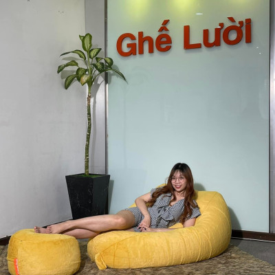 Bộ Ghế Lười LoveChair Vàng Gold Vải Lông Luxury Home Dream 