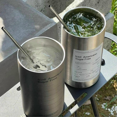 Cốc Giữ Nhiệt Inox 304 Ly Uống Coffee 600ML Giữ Nhiệt 6-8 Tiếng Kèm Ống Hút Tiện Lợi