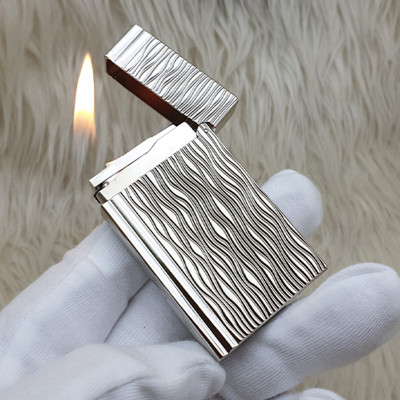 Vỏ Hột Quẹt Bật Lửa Upon Gas Đá Supper D149V Họa Tiết Hoa Văn Vân Sóng Dọc Màu Vàng - Dùng Gas Đá Cao Cấp