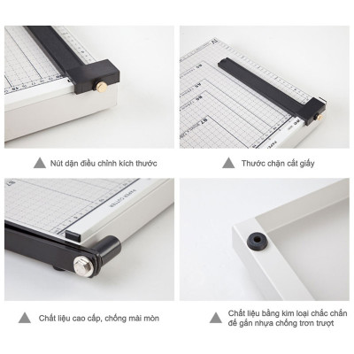 Bàn cắt giấy 829-A4, cắt tối đa khổ giấy A4, chất liệu bằng kim loại chắc chắn.