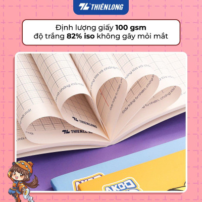 Combo 5/10 Tập học sinh chống lóa 96 trang 4 ô ly vuông 2mm 100gsm Thiên Long NB-117/AK - PB Akooland - Mẫu ngẫu nhiên