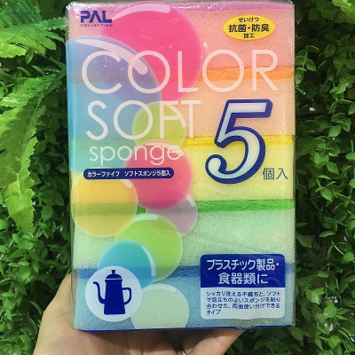 Set 05 miếng mút rửa ly, cốc Seiwa Color Soft - Hàng nội địa Nhật Bản nhập khẩu chính hãng