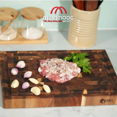 [ Hàng chính hãng ]Thớt gỗ keo (Acacia) Chef Studio chữ nhật size 25 x 35 x 3.5cm, Dùng bằm, chặt, thái, trưng bày thực phẩm