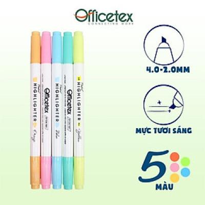 Bút Dạ Quang Officetex màu Pastel OT-CHL1001 (bộ 5 màu)