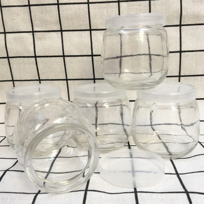 Hộp 12 hũ thuỷ tinh đựng sữa chua 200ml béo, lọ đựng gia vị có nắp nhựa