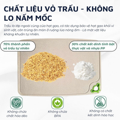 Thớt ricehusk DandiHome chống nấm mốc, an toàn sức khỏe