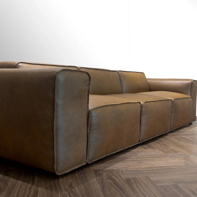 Sofa băng phòng khách hình khối Juno Sofa bọc da cao cấp 