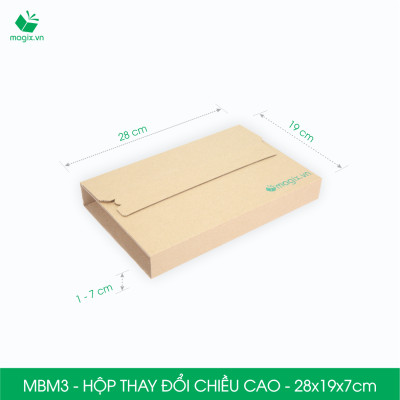 MBM3 - 28x19x7cm - Combo 60 Hộp carton thay đổi chiều cao - Thùng carton đóng hàng