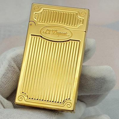 Vỏ Hột Quẹt Bật Lửa Upon Hoa Văn Kẻ Dọc DX04V Màu Vàng - Dùng Xăng Bấc Đá Cao Cấp