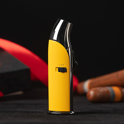 Vỏ Hột Quẹt Bật Lửa Gas  COB-988 Khò 1 Tia Mạnh Mẽ Kèm Đục Tiện Lợi - Màu Vàng (KHÔNG SẴN GAS)