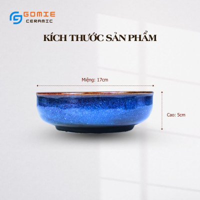 Bát Tô Cạn Men Xanh Hoả Biến 17x5cm - Tô Cạn D17 - Tô Nông
