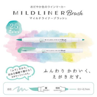 Viết Dạ Quang Zebra Mildliner Brush đầu cọ 10 MÀU MỚI 