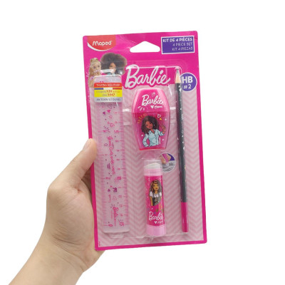 Bộ Dụng Cụ Học Tập 4 Món Barbie - Maped CB98186700 - Màu Hồng