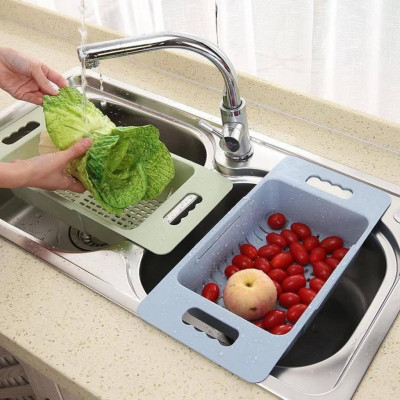 Rổ Gác Bồn Rửa Bát Gấp Gọn Đa Năng Lúa Mạch Tiện Dụng 