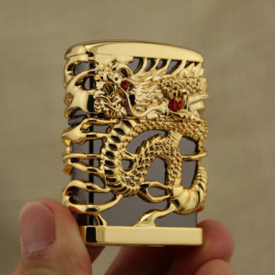 Vỏ Hột Quẹt Bật Lửa Chief CF0962J Họa Tiết Rồng Cuộn Ngọc Đỏ Đẹp Độc Lạ - Dùng Xăng Bấc Đá Cao Cấp