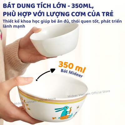 Bộ bát ăn dặm cho bé, chén sứ ăn dặm cho bé kèm thìa dĩa Mideer Kids Tableware