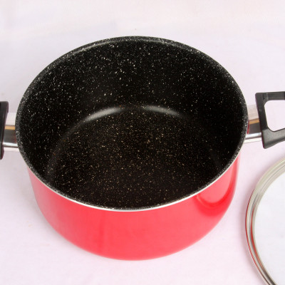 Tặng cặp nhấc nồi silicon cao cấp - Combo 2 món, nồi chống dính Kimscook  24cm và Chảo đúc Ecoramic sâu lòng 28 cm đỏ