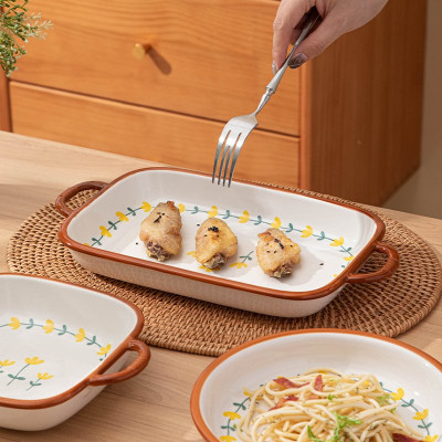 Bán lẻ bát đĩa thương hiệu GOSU hoạ tiết hoa Tulip Vàng tráng men cao cấp