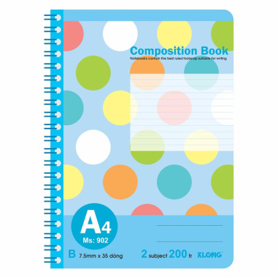Sổ kẻ ngang lò xo kép A4 200 trang 70/92; MS: 902