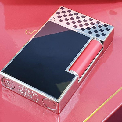 Vỏ Hột Quẹt Bật Lửa Upon D142T Sơn Mài Đen Họa Tiết Caro Trắng Đen Cao Cấp - Dùng Gas Cao Cấp