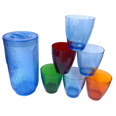 bộ bình và 6 ly nhựa acrylic siêu bền, màu sắc sang trọng- Song Long