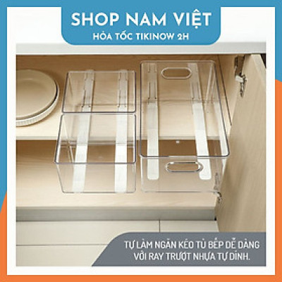 Ray trượt ngăn kéo nhựa tự dính DIY ngăn kéo tủ hộc dễ dàng NAVIVU
