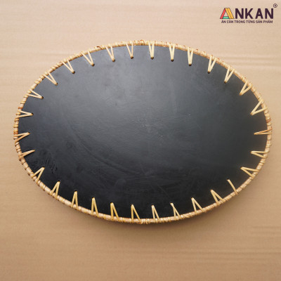 Khay Mây Khảm Trai Hình Bầu Dục Đựng Bánh Kẹo, Trái Cây, Khay Trang Trí Decor Nhà Cửa, Sản Phẩm Thủ Công Từ Mây Tự Nhiên