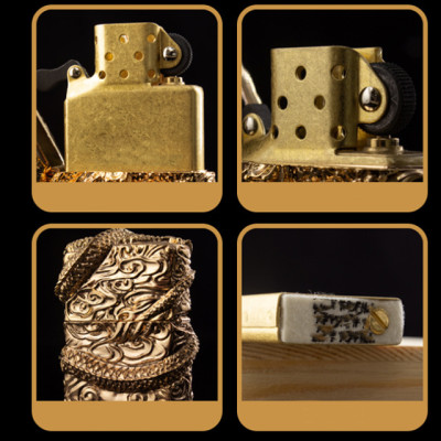 Vỏ Hột Quẹt Bật Lửa Xăng Bấc Đá Chief CF0972J Thiết Kế Họa Tiết Rồng Ôm Ngọc Đẹp Độc Lạ Sang Trọng Cao Cấp