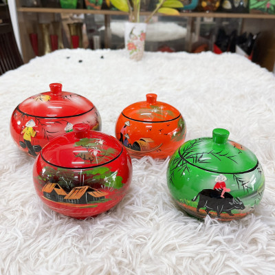 Hủ Cam Sơn Mài Cao Cấp Đựng Bánh Kẹo. Trang Trí Bàn Văn Phòng, Phòng Khách, Quà tặng ý nghĩa