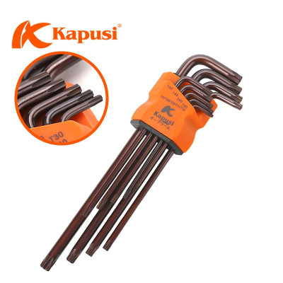 Bộ Lục Giác Thép Nâu Đầu Bi Hãng Kapusi Nhật Bản 9 Cây Chữ L 1.5-10mm, Chất liệu thép CR-V6150 k7408