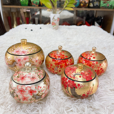 Hủ Cam Sơn Mài Cao Cấp Đựng Bánh Kẹo. Trang Trí Bàn Văn Phòng, Phòng Khách, Quà tặng ý nghĩa