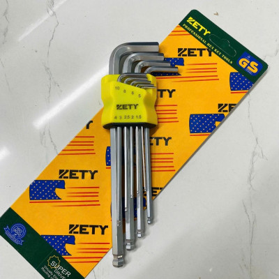 Bộ Lục Giác Thép Nâu Đầu Bi 9 Cây Chữ L 1.5-10mm , Chất liệu thép CR-V6150 - Bộ lục giác Yeti