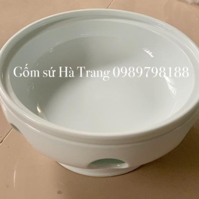 Bát hâm nóng đồ ăn size 1 đường kính 24cm gốm sứ Bát Tràng cao cấp