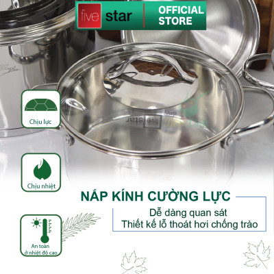 Bộ 5 Nồi 3 Đáy Inox 304 Kiểu Sillic Fivestar FS10CG2