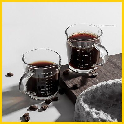 Ly thủy tinh chia vạch có miệng rót đôi dung tích 70ml | Tay cầm thủy tinh