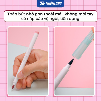 Bút lông 5/12/24 màu Cotton Candy - Hygee - Blooming - Cherry Blossom đầu Brush Thiên Long Colokit