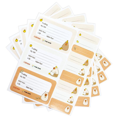 Bộ 15 Nhãn Vở Học Sinh 3 Ô Friendly Ambassador Kèm Sticker - The Sun V2