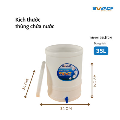 Thùng chứa nước lọc SWACF 35L | TCN nhựa HDPE cao cấp, an toàn thực phẩm