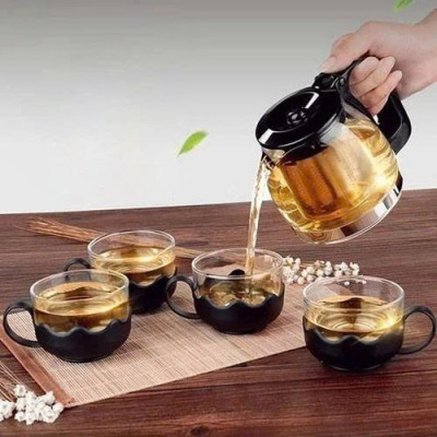 Bộ Bình Lọc Trà Kèm 4 Ly Thủy Tinh Thiết Kế Sang Trọng, Dễ Dàng Vệ Sinh