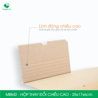 MBM2 - 25x17x6cm - Combo 100 Hộp carton thay đổi chiều cao - Thùng carton đóng hàng