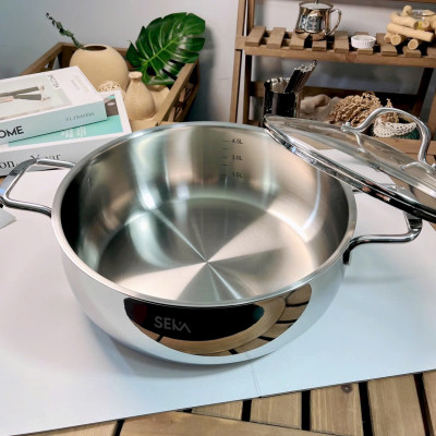 Nồi Canh SEKA Inox Cao Cấp Size 16cm, 20cm, 26cm nồi hầm kho thịt kho cá, nồi dùng cho mọi loại bếp
