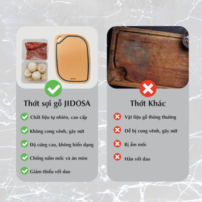 Thớt sạch sợi gỗ tự nhiên JIDOSA JD3830, an toàn, chống trầy xước , chống cong vênh dùng được trong máy rửa chén đa năng