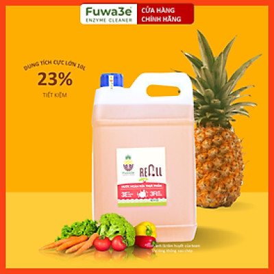 [Can 10L tiết kiệm] Nước ngâm rửa rau củ quả enzyme sinh học từ vỏ dứa Fuwa3e 10L