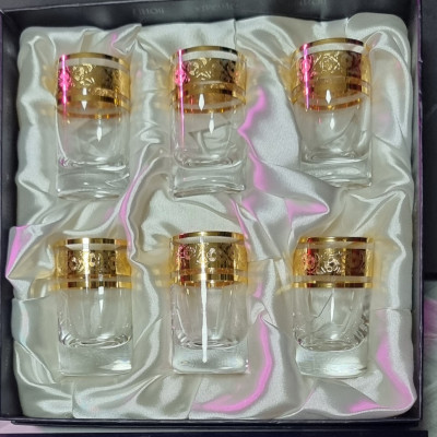 Bộ 6 Ly Shot Uống Rượu Mạnh 45ml Họa Tiết Cổ Điển